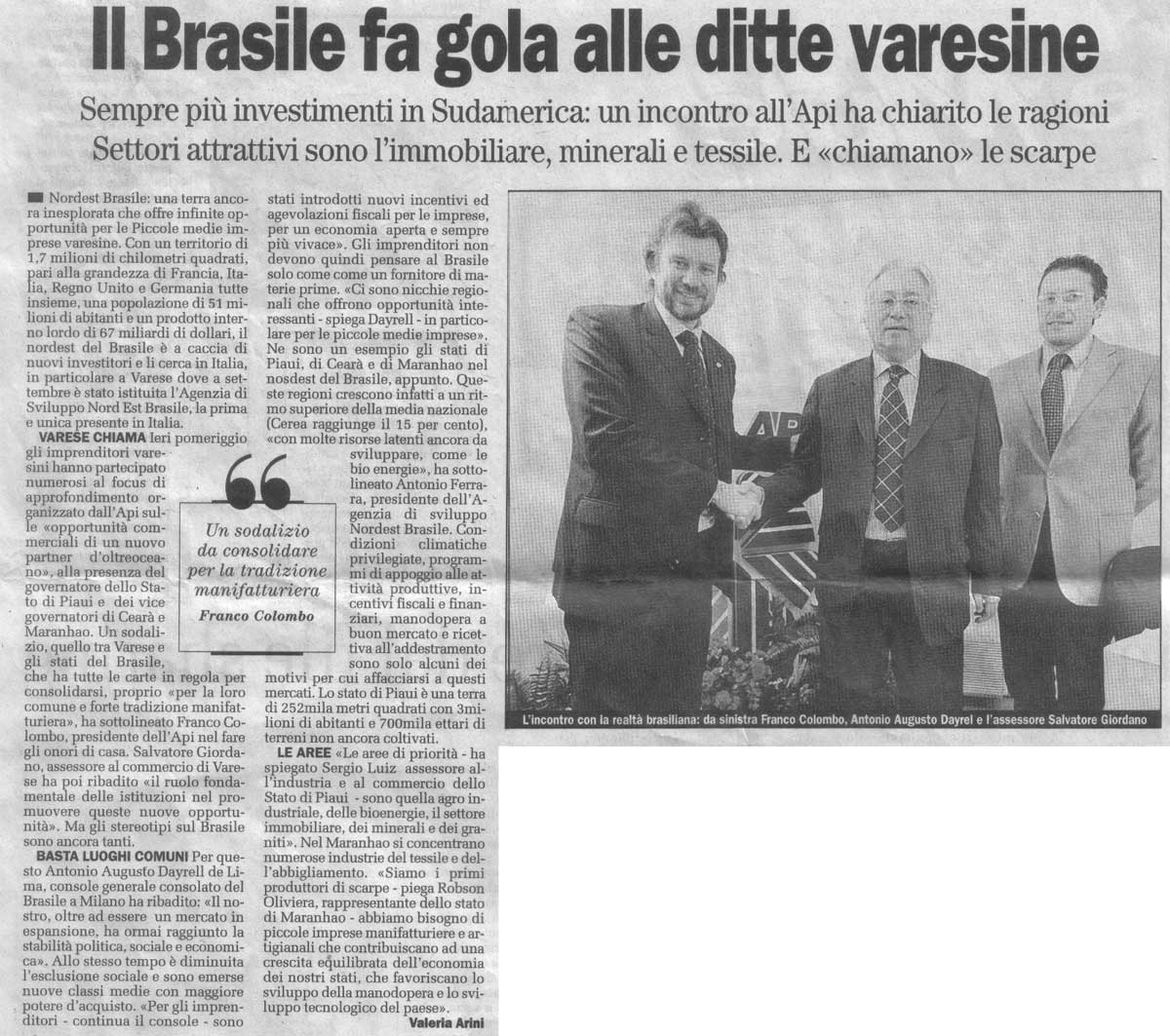 Il Brasile fa gola alle imprese di varese